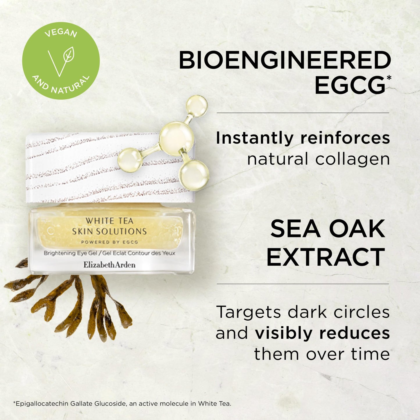 Elizabeth Arden White Tea Skin Solutions Brightening Eye Gel, Dark Circles & Crow's Feet Treatment, Hydrating Anti-Aging Cream, 0.5 fl oz (Pack of 1)