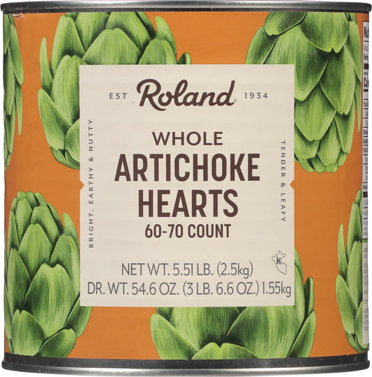 Roland Foods Whole Extra Small Artichoke Hearts, 60-70 Count, 5 Lb 8 Oz(2.5 kg) Can