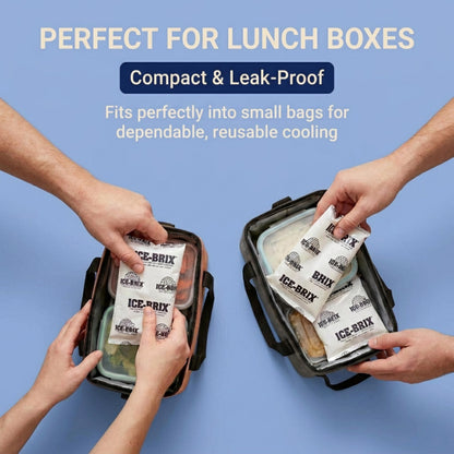 ICE-BRIX Ice Packs for Shipping 5 X 2 3/4" (96 Pack Bulk) Food-Safe Reusable Refrigerant Gel Ice Packs for Lunch Boxes, Coolers & Mailing Perishables; Instant Cold Packs for Shipping