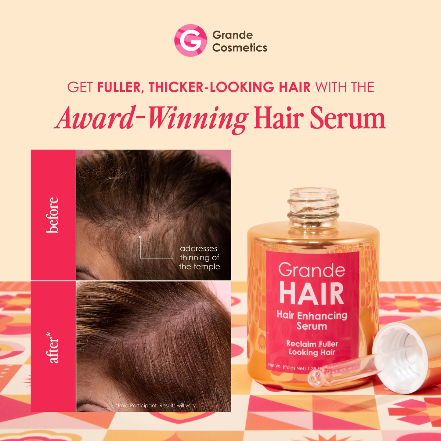 Grande Cosmetics GrandeHAIR Full Boost Starter Kit - Travel Size Shampoo, Conditioner, Volumizing Foam & Enhancing Serum - for Fuller & Thicker-Looking Hair