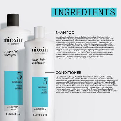 Nioxin Shampoo & Conditioner Liter Duo Sets | Prepacks with Pumps Included | Systems 1-4 | For Natural, Colored, & Damaged Hair with Light to Progressed Thinning | Strengthen & Boost Hair Density