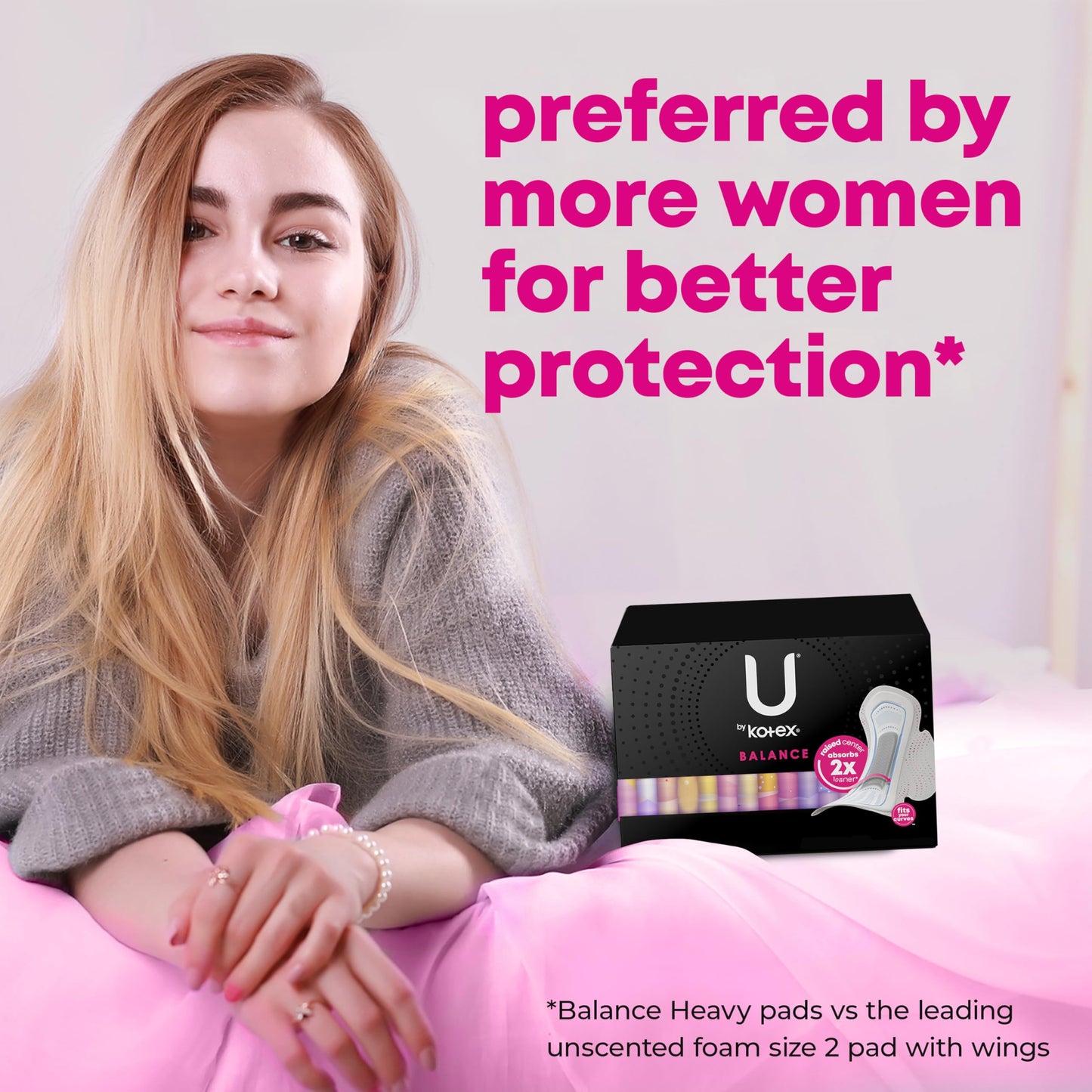 U by Kotex Balance Ultra Thin Pads with Wings, Regular Absorbency, 50 Count (Packaging May Vary)