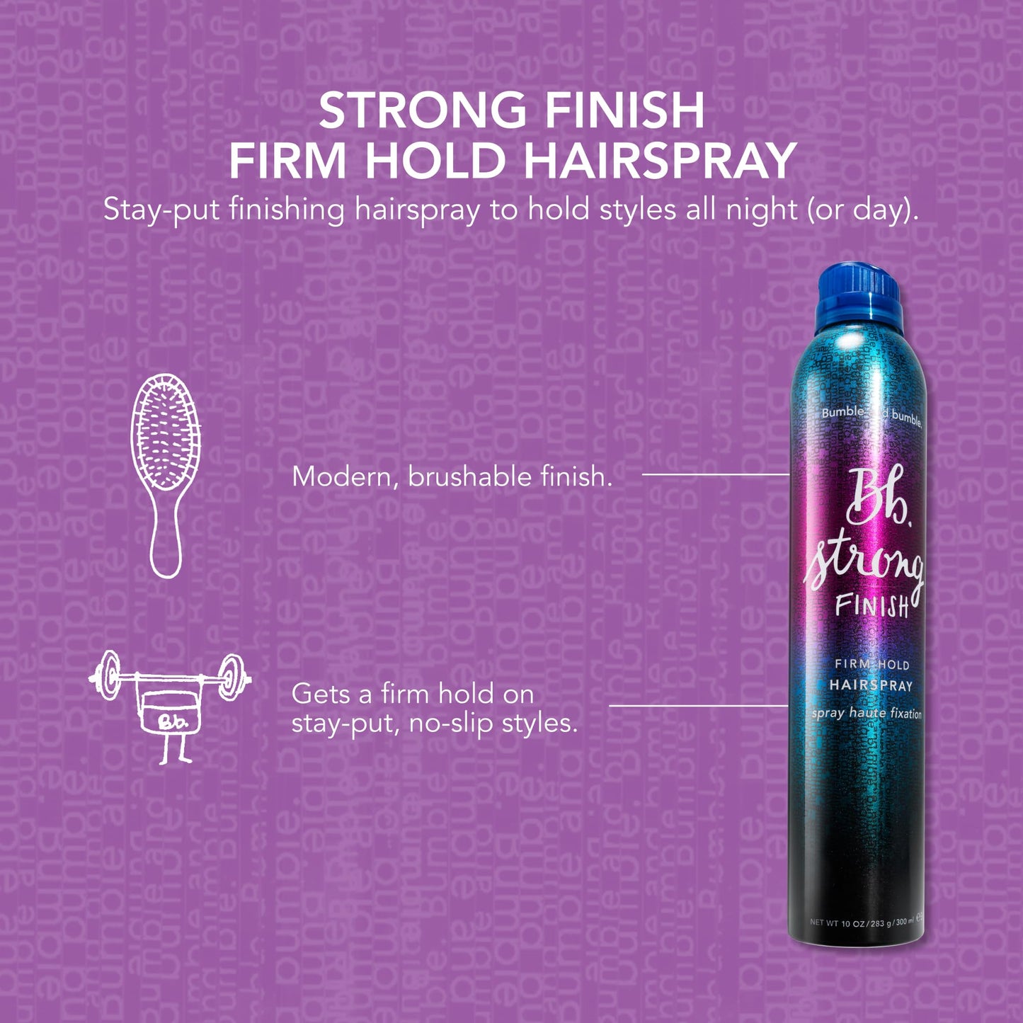 Bumble and bumble. Strong Finish Firm Hold Hairspray | Firm, Long Lasting Hold + Brushable Finish | Fine Mist Application | For All Hair Types, 10 Ounce