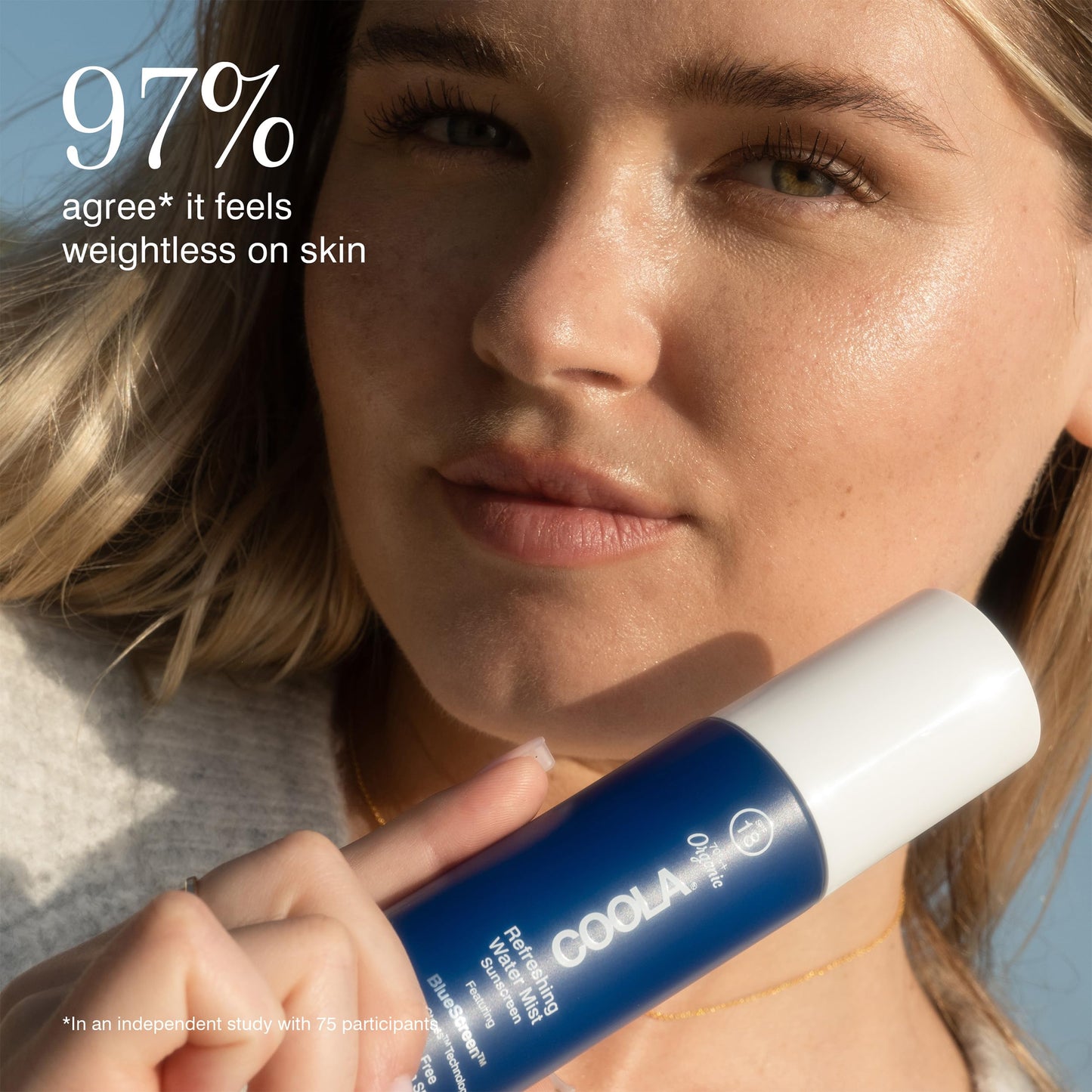 COOLA Organic Refreshing Water Mist Face Moisturizer with SPF 18, Dermatologist Tested Face Sunscreen with Plant-Derived BlueScreen Digital De-Stress Technology, 1.7 Fl Oz