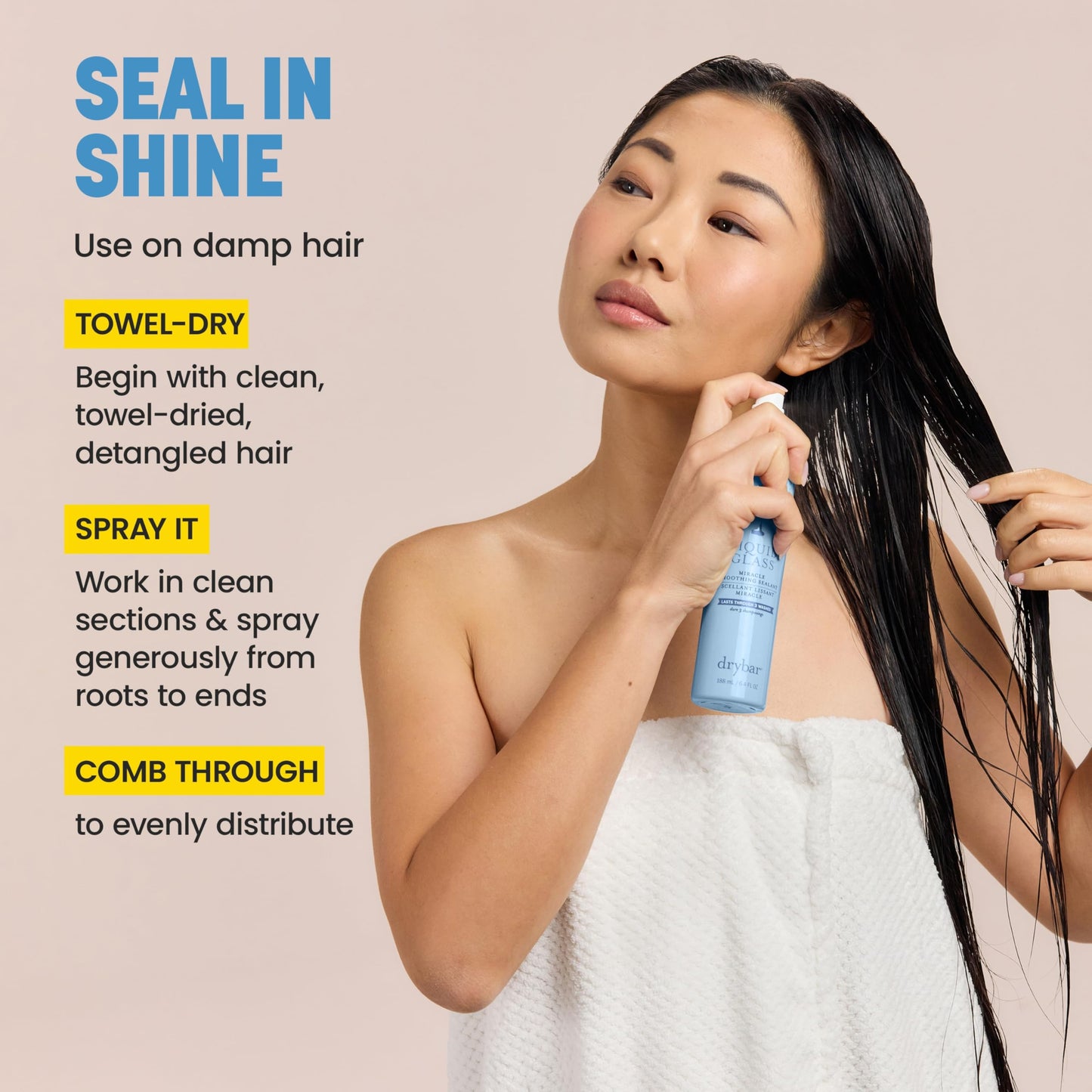 Drybar Liquid Glass Moisture-Rich Miracle Smoothing Sealant | Heat Protectant for Hair, Lasts Through 3 Washes for Long-Lasting Frizz Resistance and High-Shine Finish