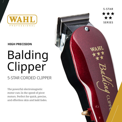 Wahl Professional 5 Star Balding Clipper, Corded V5000 Electromagnetic Motor, for Ultra-Close Trimming