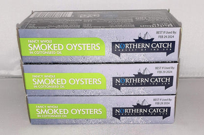 SMOKED OYSTERS IN COTTONSEED OIL, 3 Ounce (Pack of 3)