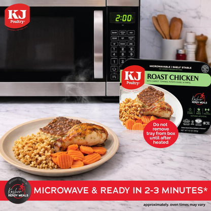 KJ Poultry Kosher Ready Meals - Bone In Chicken & Kugel, MRE Meat Meals Ready to Eat, Shabbos Food, Halal, (1 Pack) Prepared Entree Fully Cooked, Shelf Stable Microwave Dinner Travel Military Camping