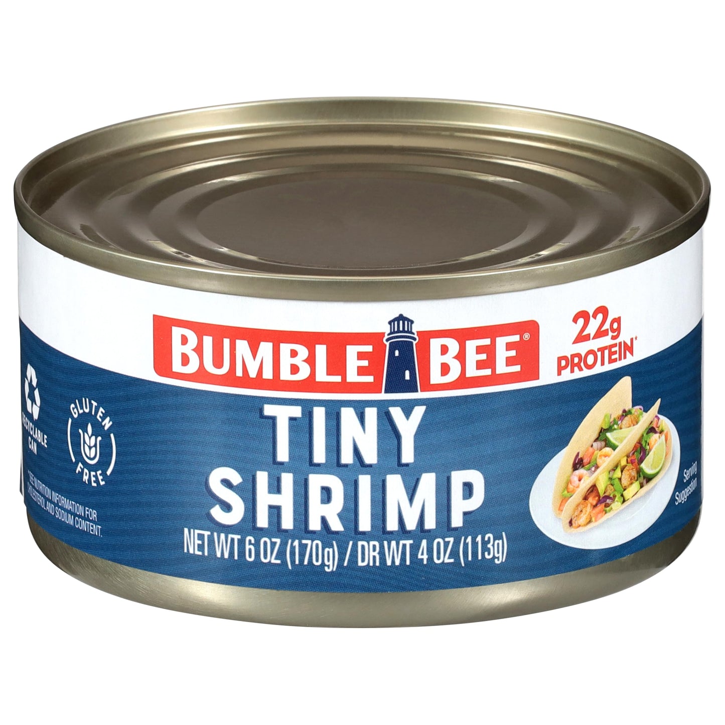 Bumble Bee Tiny Canned Shrimp, 6 oz Can - Shrimp in Water, Cooked, Peeled, Deveined - 22g Protein per Serving - Gluten Free