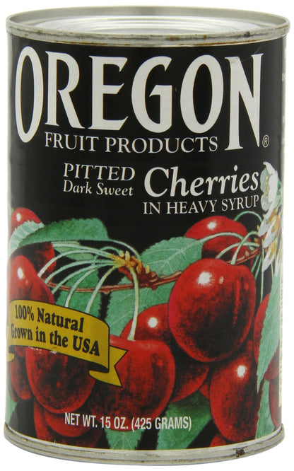 Oregon Fruit Products Dark Sweet Cherries in Heavy Syrup, 15 Ounce (Pack of 8)