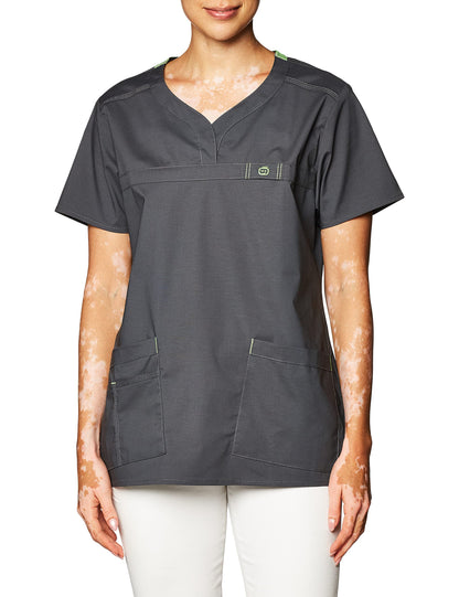 WonderWink Women's Wonderflex Patience Scrub Top, Charcoal, X-Large