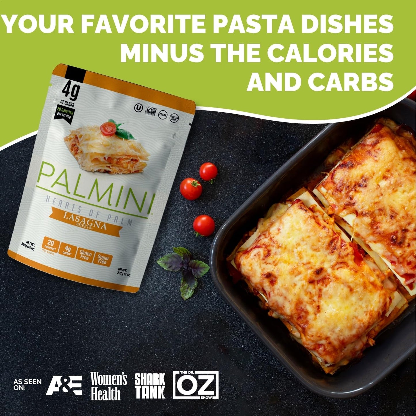 Palmini Lasagna Sheets | Low-Carb, Low-Calorie Hearts of Palm Lasagna Sheet | Keto, Gluten Free, Vegan, Non-GMO | As seen on Shark Tank |(12 Ounce - Pack of 3)