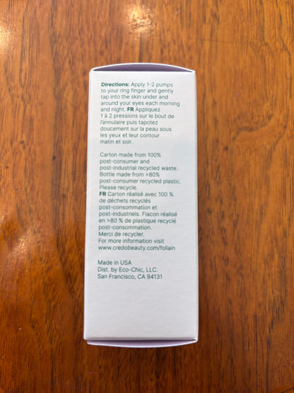Follain 5% Vitamin C + Caffeine Brightening Eye Cream for all Skin Types | Visibly Reduce Dark Circles, Puffiness, & Wrinkles - Clean Beauty, Daily Hydrating Eye Treatment - Vegan & Cruelty-Free