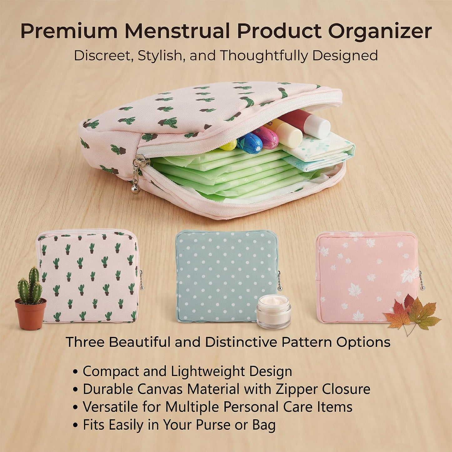 3Pcs Sanitary Napkin Storage Bag, Small Menstrual Period Bag Period Pouch Waterproof, Tampon Organizer Pouch Tampon Pad Holder for Purse, Pad Bags Feminine Care First Periods