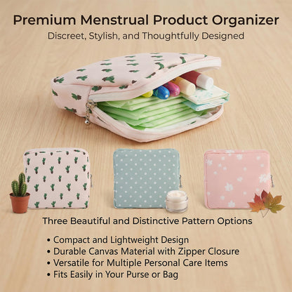 3Pcs Sanitary Napkin Storage Bag, Small Menstrual Period Bag Period Pouch Waterproof, Tampon Organizer Pouch Tampon Pad Holder for Purse, Pad Bags Feminine Care First Periods