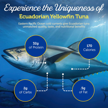 ONBOARD Yellowfin Tuna Fillets, Mediterranean Seafood Diet | Pescatarian Jarred Atun, Fresh Sea Tuna Salad | High in Protein - Healthy Ready-to-Eat Snacks, Packed in Glass Jar | (6 Packs, Spring Water)
