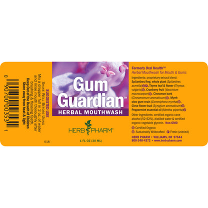 Herb Pharm Gum Guardian Herbal Mouthwash for Healthy Mouth and Gums, Organic, 1 Fl Oz (Pack of 1)
