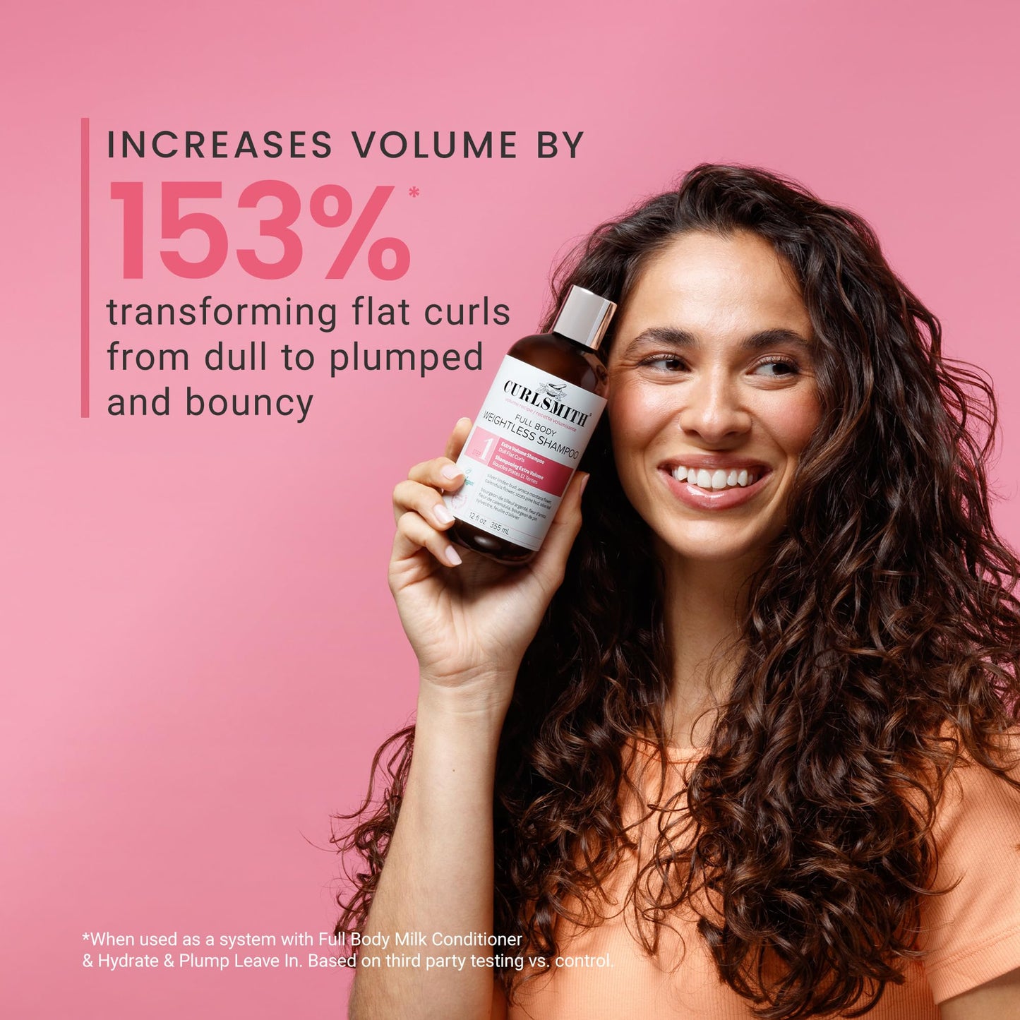 CURLSMITH Full Body Weightless Shampoo - A Volumizing Shampoo for Curls, Removes Build-up and Cleanses, For All Curl Types, Vegan & Cruelty Free (12 oz)
