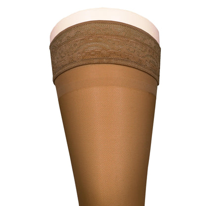 NuVein Sheer Compression Stockings for Women, 15-20 mmHg Support, Medium Denier, Thigh High, Closed Toe, Taupe, X-Large