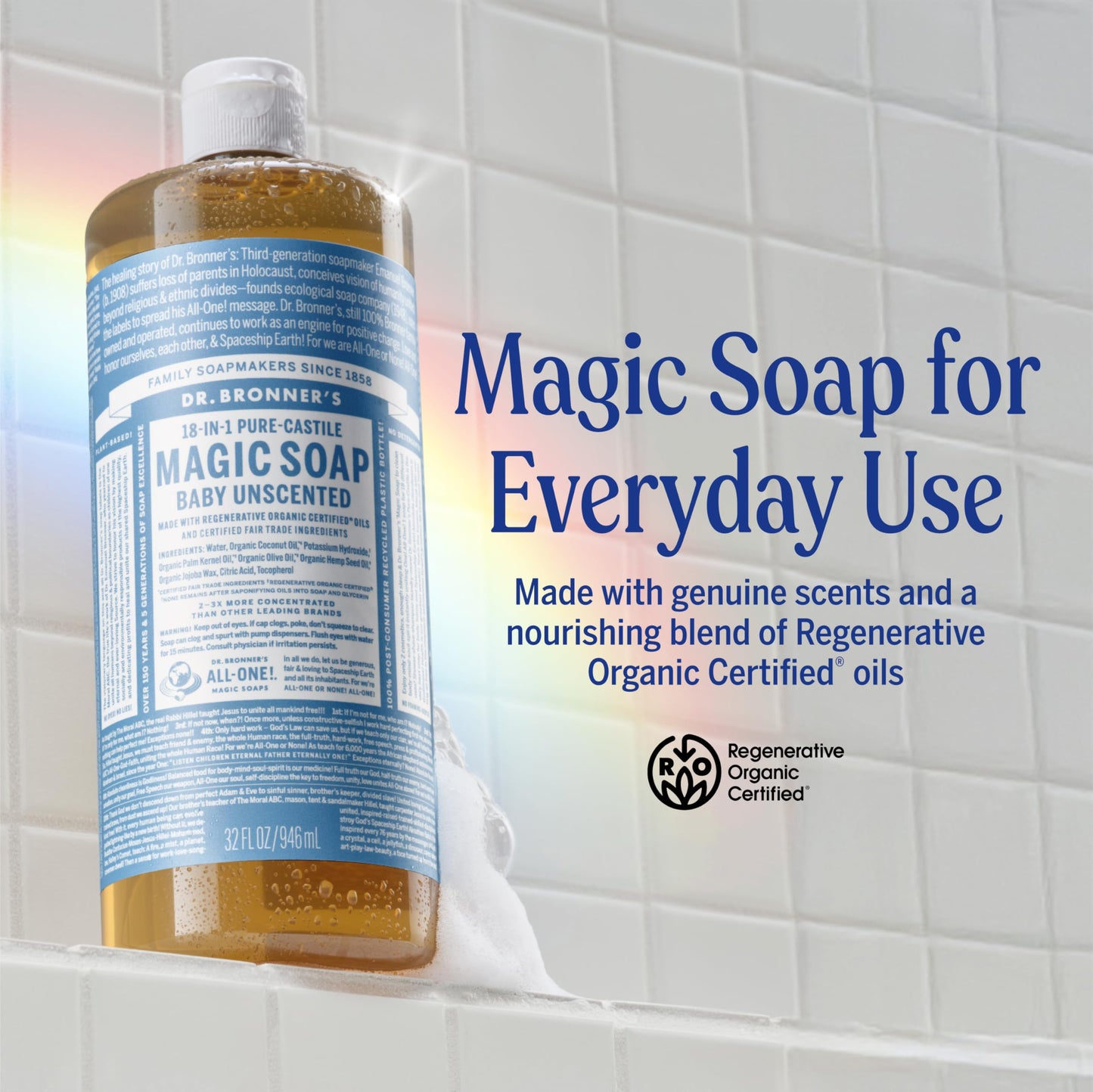 Dr. Bronner’s - Pure-Castile Liquid Soap (Baby Unscented, 32 Ounce)