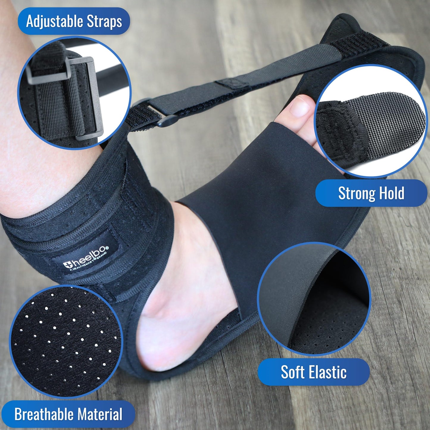 Heelbo Plantar Fasciitis Night Splint Bundle with Massage Roller and Relief Stretching Guide – Adjustable Foot Support, Heel Pain, Arch & Achilles Tendonitis Brace, Men & Women