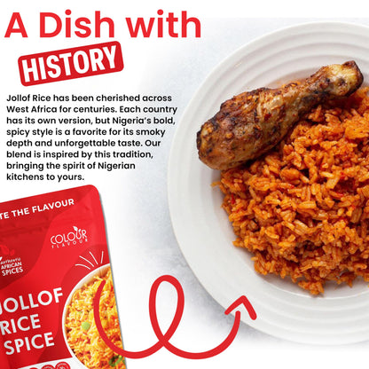 COLOUR FLAVOUR Jollof Rice Seasoning | Authentic Nigerian Spice Blend for Smoky Jollof | Organic African Cooking Spices with Herbs & Superfoods | Gluten Free | 7oz