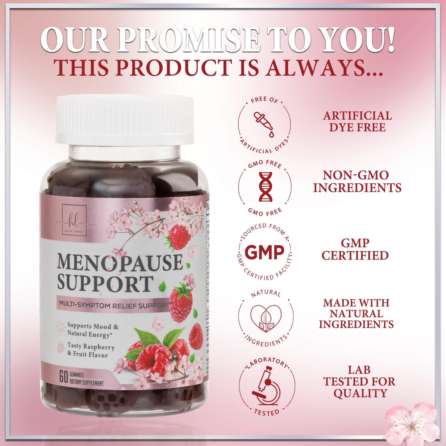 Menopause Supplements for Women Gummies - Complete Natural Mild Hot Flashes & Night Sweats Support, 16 in 1 Multi-Benefit Female Menopause Relief Gummy, Support for Balance & Energy - 60 Gummies
