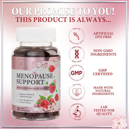 Menopause Supplements for Women Gummies - Complete Natural Mild Hot Flashes & Night Sweats Support, 16 in 1 Multi-Benefit Female Menopause Relief Gummy, Support for Balance & Energy - 60 Gummies