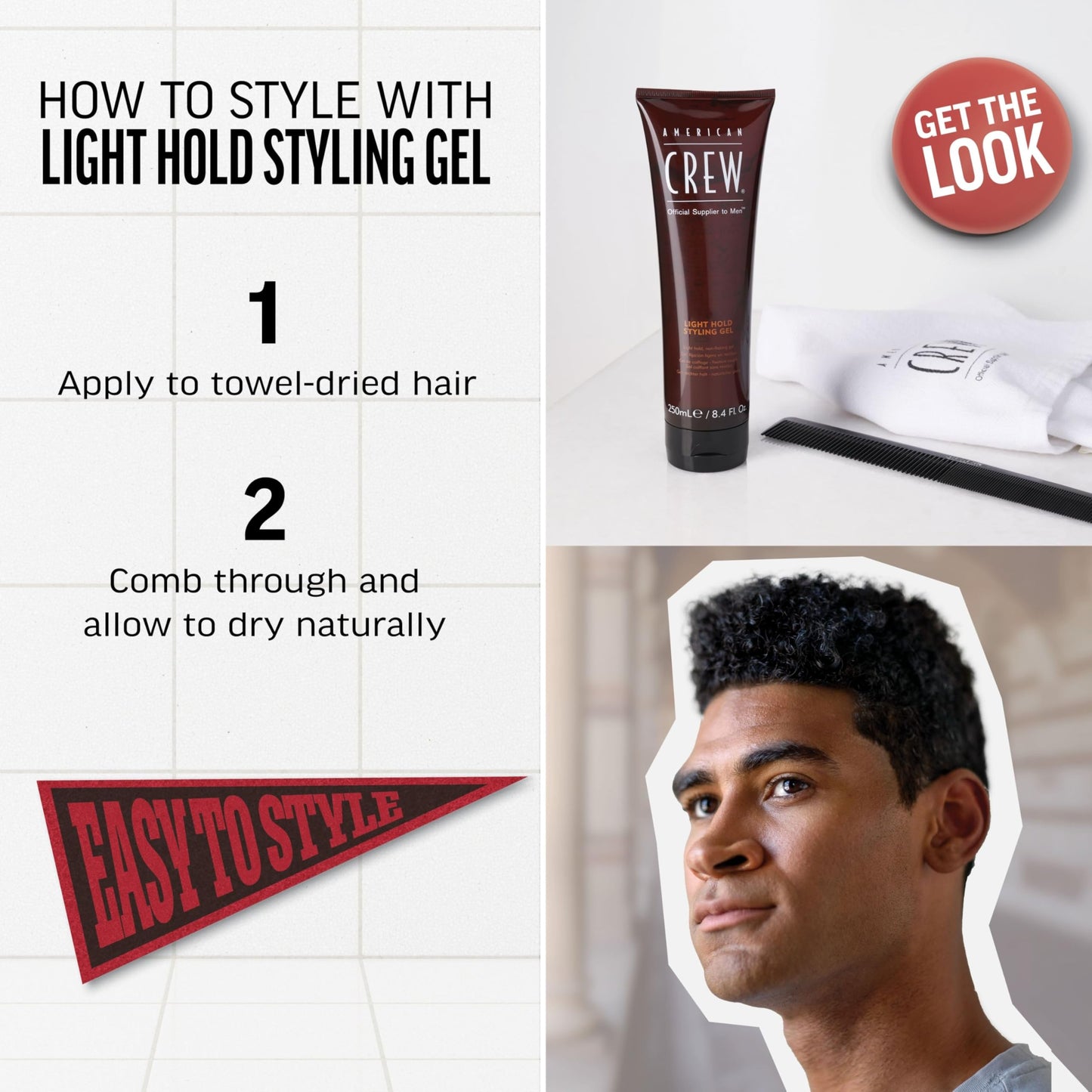 American Crew Men's Hair Gel, Light Hold Styling Product, 13.1 fl oz