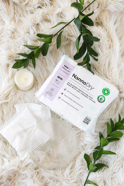 Incontinence Pads for Women - 100% Organic Cotton Postpartum Pads, Pregnancy, Menopause, Bladder Leak Control - High Absorbency, Breathable, Unscented, Unisex - Regular (1 Pack, 20 Count)