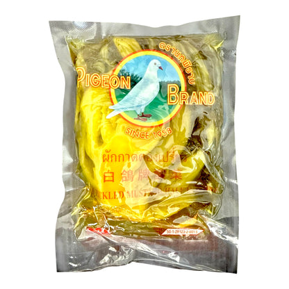 AquaNation Listing For Pigeon Brand Sour Pickled Mustard Greens Half in Brine – Pack of 2 (Drained 10.6 oz Each) – Authentic Thai Pickled Vegetable, Ready to Use, Tangy & Crisp Flavor