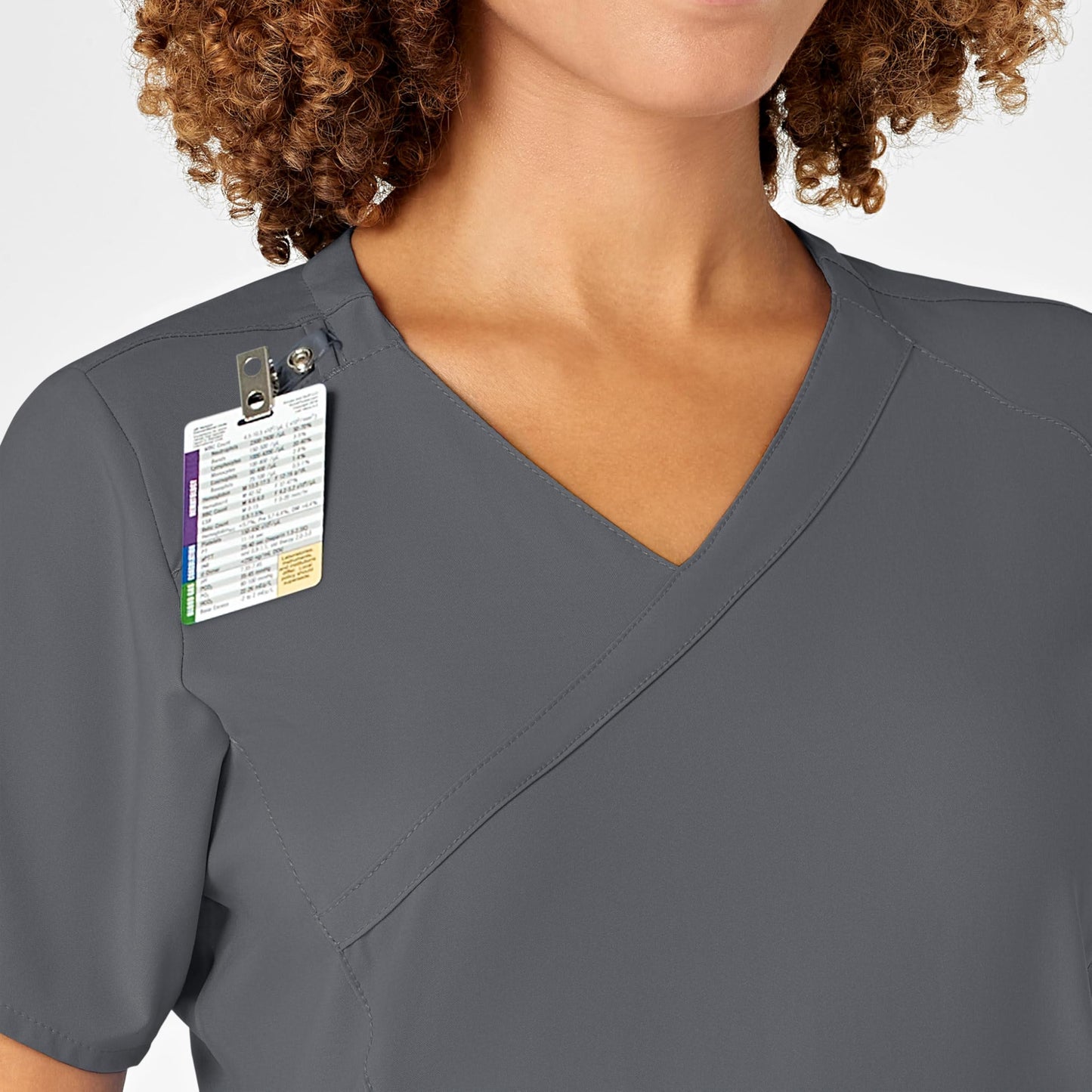 WonderWink Women's Plus-Size Women's Mock Wrap Top Shirt, Pewter, 5-XLarge