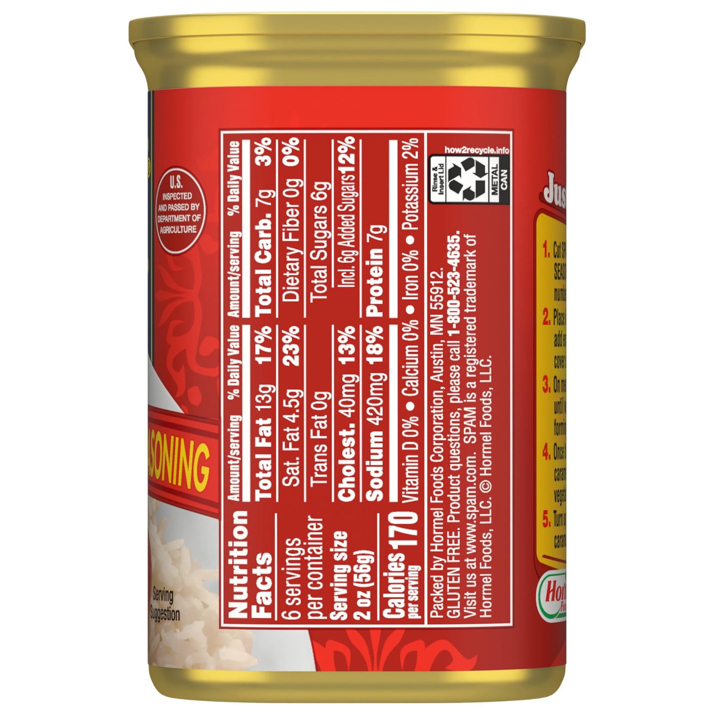 SPAM with Tocino Seasoning, 7 Grams of Protein Per Serving, 12 oz Can (12 Pack)