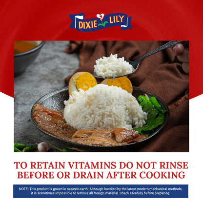 Dixie Lily Long Grain Extra Fancy White Rice - Enriched with Iron, Niacin, Thiamine, Folate, Fluffy & Tender - Stovetop & Microwave Cooking - 3 Pack