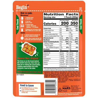 BEN'S ORIGINAL Ready Rice Garden Vegetable Flavored Rice, Easy Dinner Side, 8.8 oz Pouch (Pack of 12)