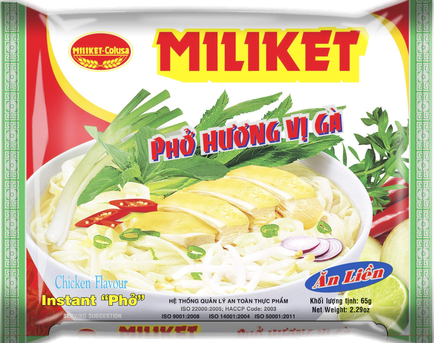 Miliket-Colusa Vietnam Instant Rice Noodles - Chicken Flavor Instant Pho (Pack of 10)