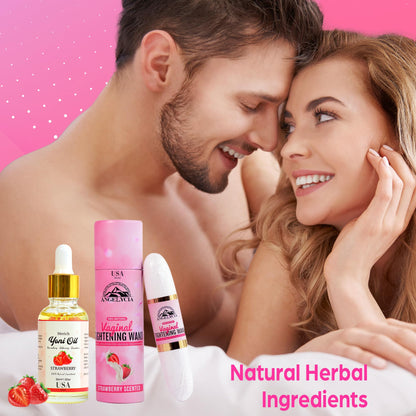 ANGELYCIA Ultimate Feminine Rejuvenation Combo, Virginity Wand Strawberry and Feminine Yoni Detox Oil Strawberry, Vaginal Tightening Solution, Restores pH Balance for Women,