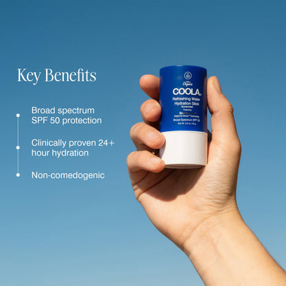 COOLA Organic Refreshing Water Stick Face Moisturizer with SPF 50, Dermatologist Tested Face Sunscreen with Plant-Derived BlueScreen Digital De-Stress Technology, 0.8 Oz