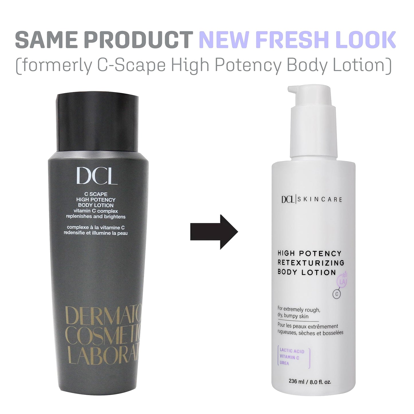 DCL Skincare High Potency Retexturizing Body Lotion for Smooth, Renewed Skin, 8 Fl oz