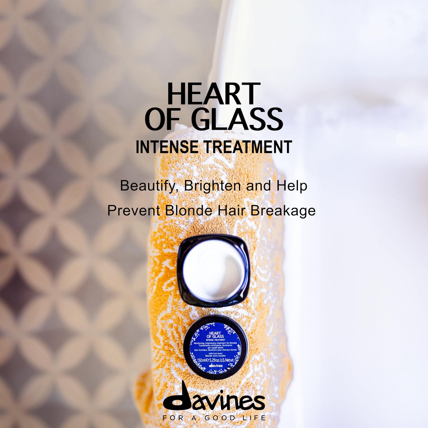 Davines Heart of Glass Intense Treatment, Deep Repair Mask for Blonde, 5.07 oz