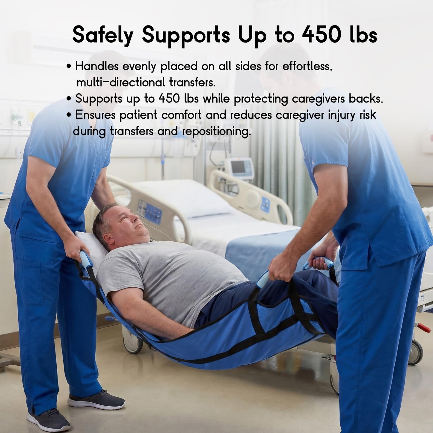 CoolShields Positioning Bed Pad with 8 Reinforced Handles, 34" x 52" Washable Waterproof Transfer & Sliding Sheet for Moving, Turning & Lifting Patients, Elderly, Bedridden & Incontinence Care