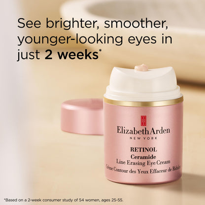 Elizabeth Arden Retinol Ceramide, Fine Line and Wrinkle Erasing Eye Cream with Anti-Aging Skin Care with Vitamin E, Hyaluronic Acid & Niacinamide, 0.5