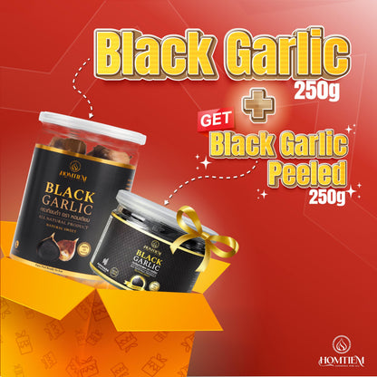 Homtiem Black Garlic 8.82oz(250g), Whole Peeled Black Garlic, Natural organic sause whole cloves fermenter for 90 Days aged, Super Foods, Non-GMOs, Non-Additives, High in Antioxidants, Ready to Eat for Healthy Snack