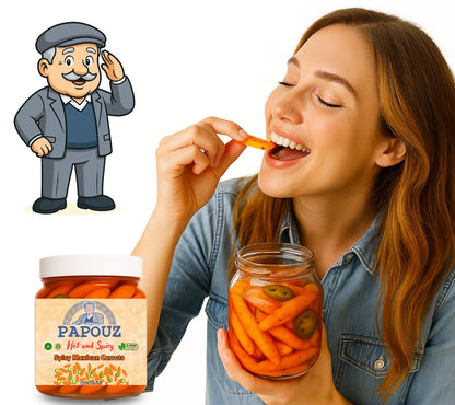 Pickled Carrots, Hot and Spicy, Mexican Style, 32 FL OZ, All Natural, Low Calorie, Gluten Free, Fat Free, No Preservatives, Low Sugar, Premium Pickled Carrots, Jalapeños, and Cascabella Chili Peppers Blend, Premier Product, Hand Sliced, Family Recipe...