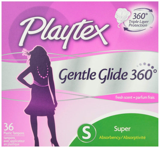 Playtex Tampons with Comfortable Plastic Applicator, Super Absorbency, Deodorant, 36 Count