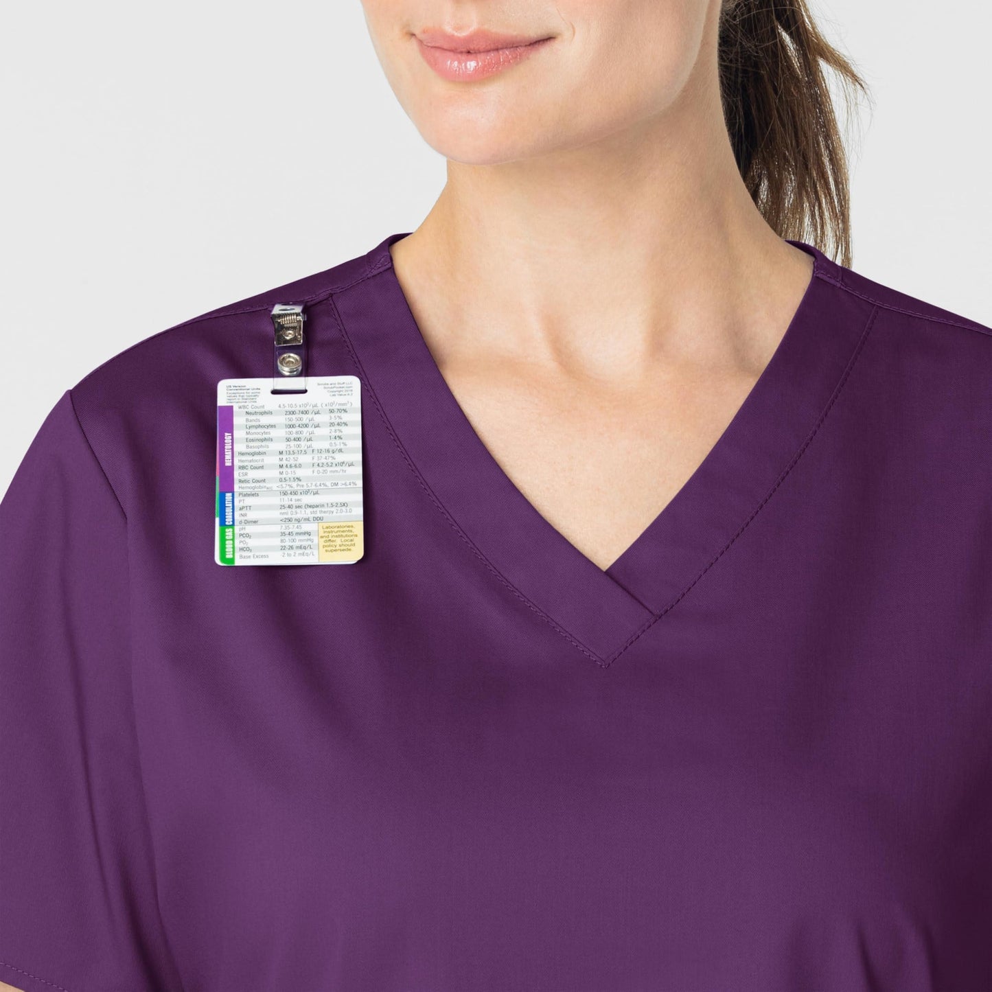 WonderWink Women's Wonderwork V-Neck Scrub Top, Eggplant, 3X-Large