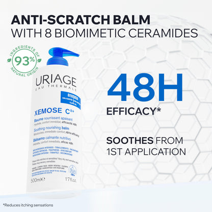 Uriage Xemose Anti Itch Soothing Oil Balm, Intense Moiturizing and Healing Action, Nourish and Relief Dry Skin, Face & Body, Shea Butter, Fragrance-Free Cream, Non Sticky