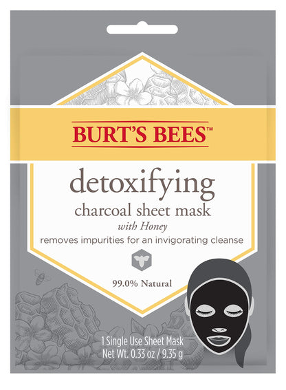 Burt's Bees Detoxifying Charcoal Facial Sheet Mask, Honey, Single Use (Package May Vary)