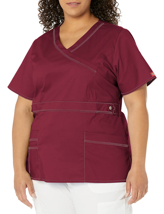 Dickies Gen Flex Women Scrubs Top Mock Wrap 817355.