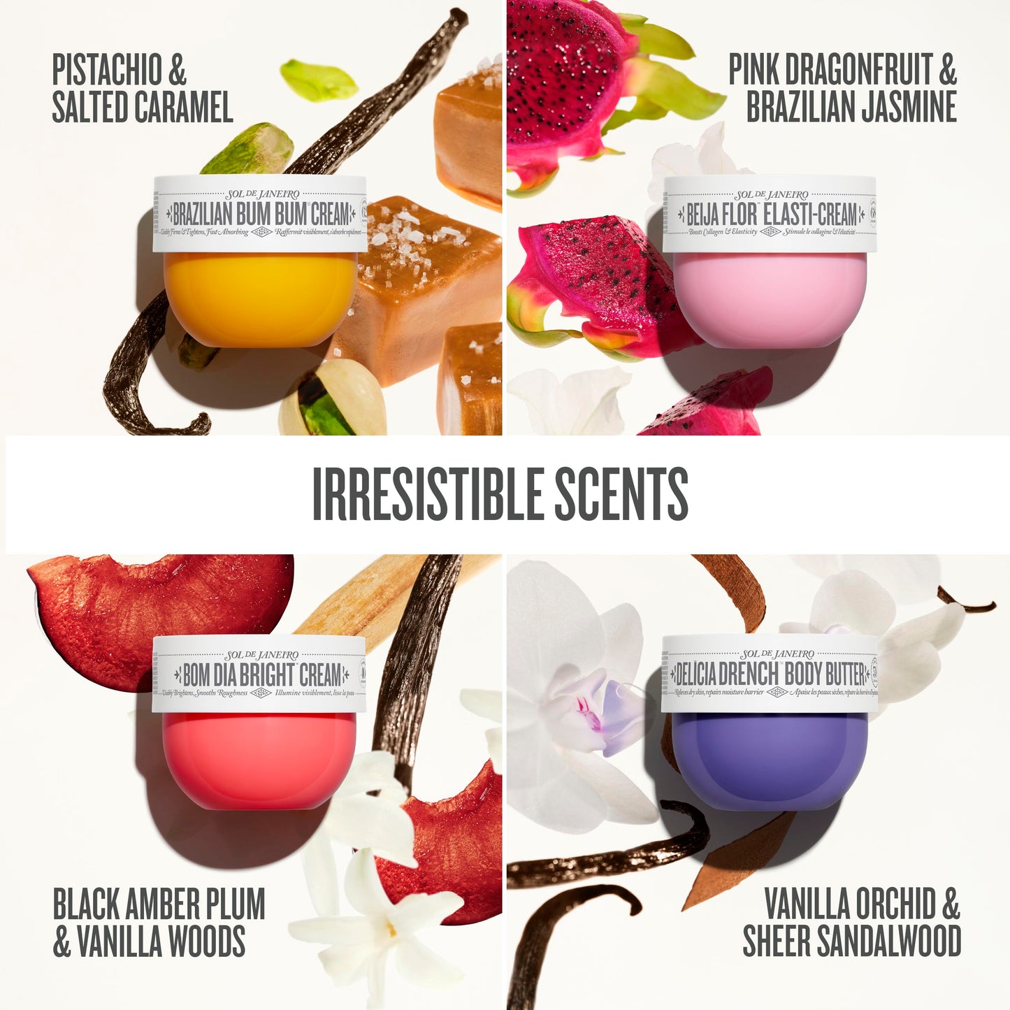 Sol de Janeiro Body Boldly Body Cream Discovery Set | Trial Size Body Creams | Gift Set | Set of 4 - 25mL | Bum Bum, Bom Dia, Beija Flor, Delicia Drench | Amazon Exclusive